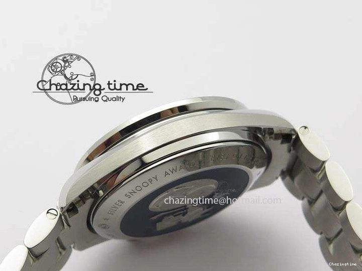 0429 Efficient Speedmaster JHF SS Snoopy Award 45th Anniversary White dial On SS Bracelet 8239